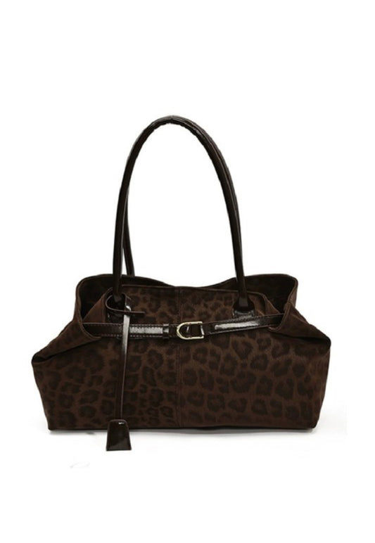 Leopard Print Shoulder Tote Bag