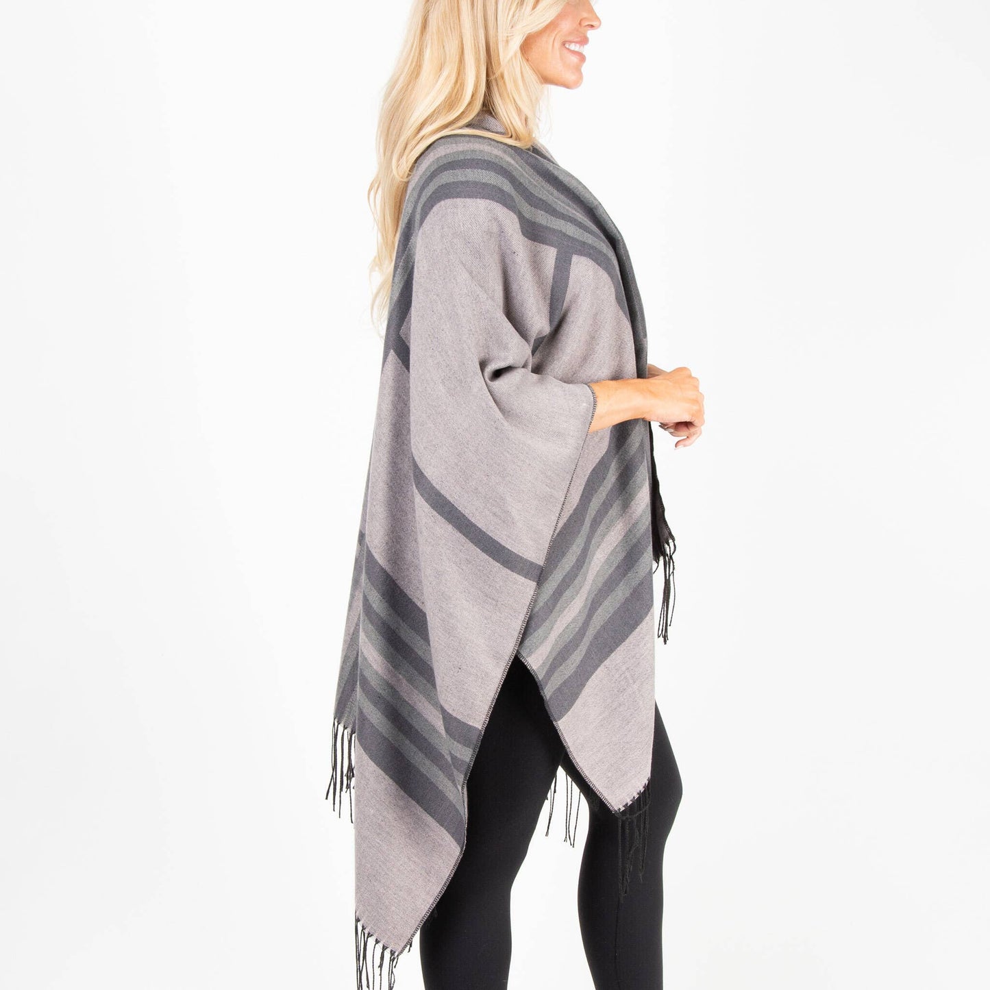 Oversized Reversible Plaid Shawl