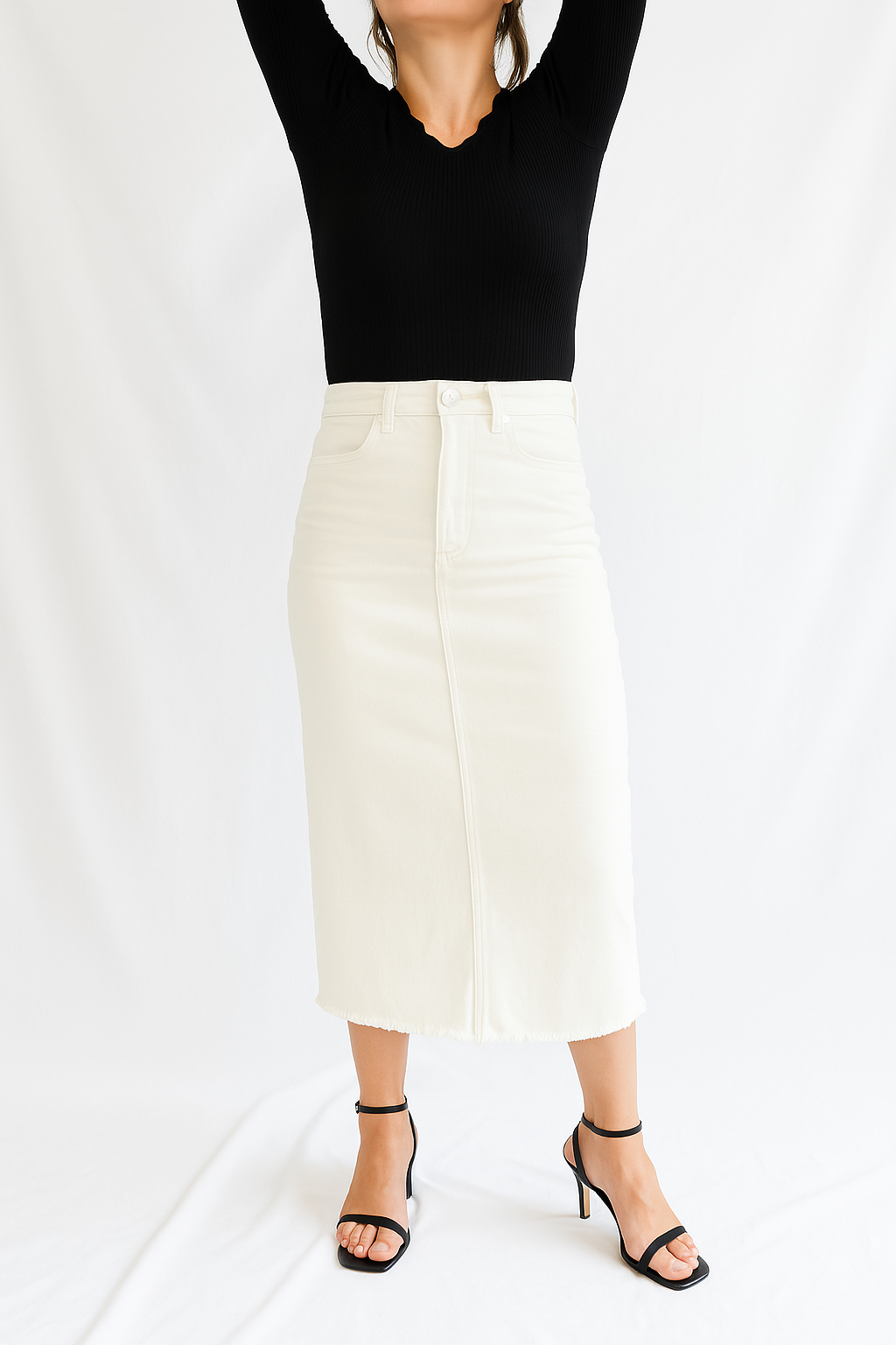 Madison High Rise Denim Maxi Skirt