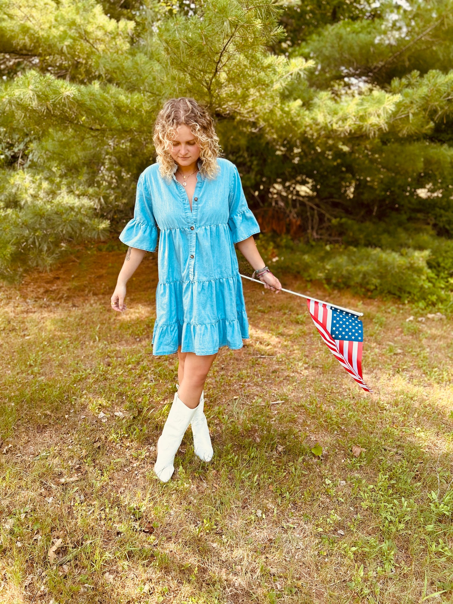 Dixie Half Sleeve Denim Dress