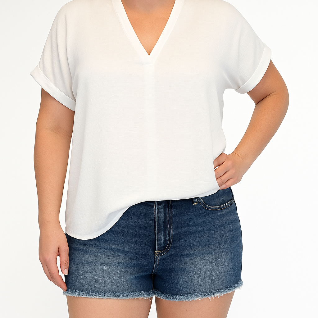 Heather Oversized Folded Short Sleeve Top