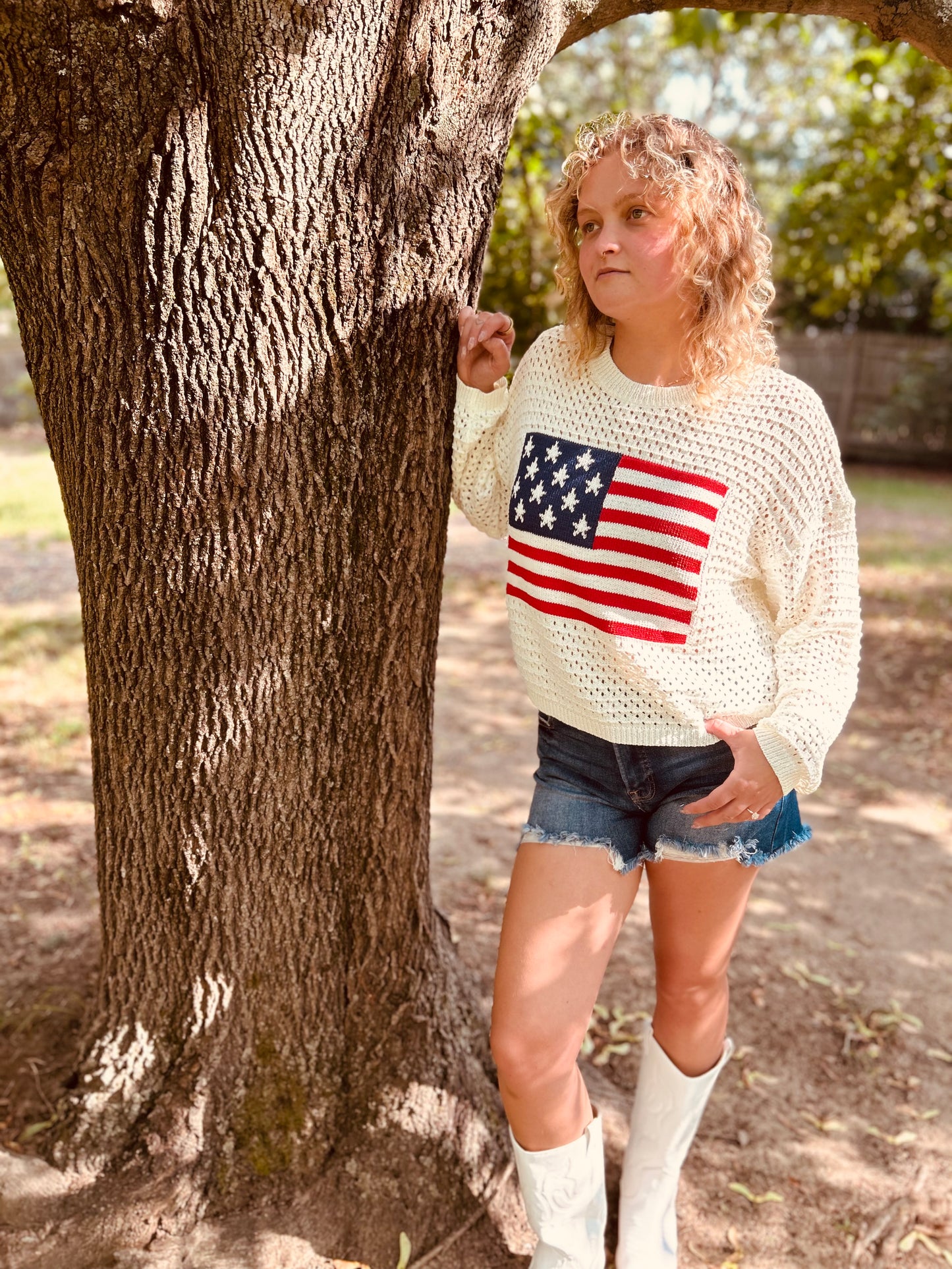 Crochet Old American Flag Sweater