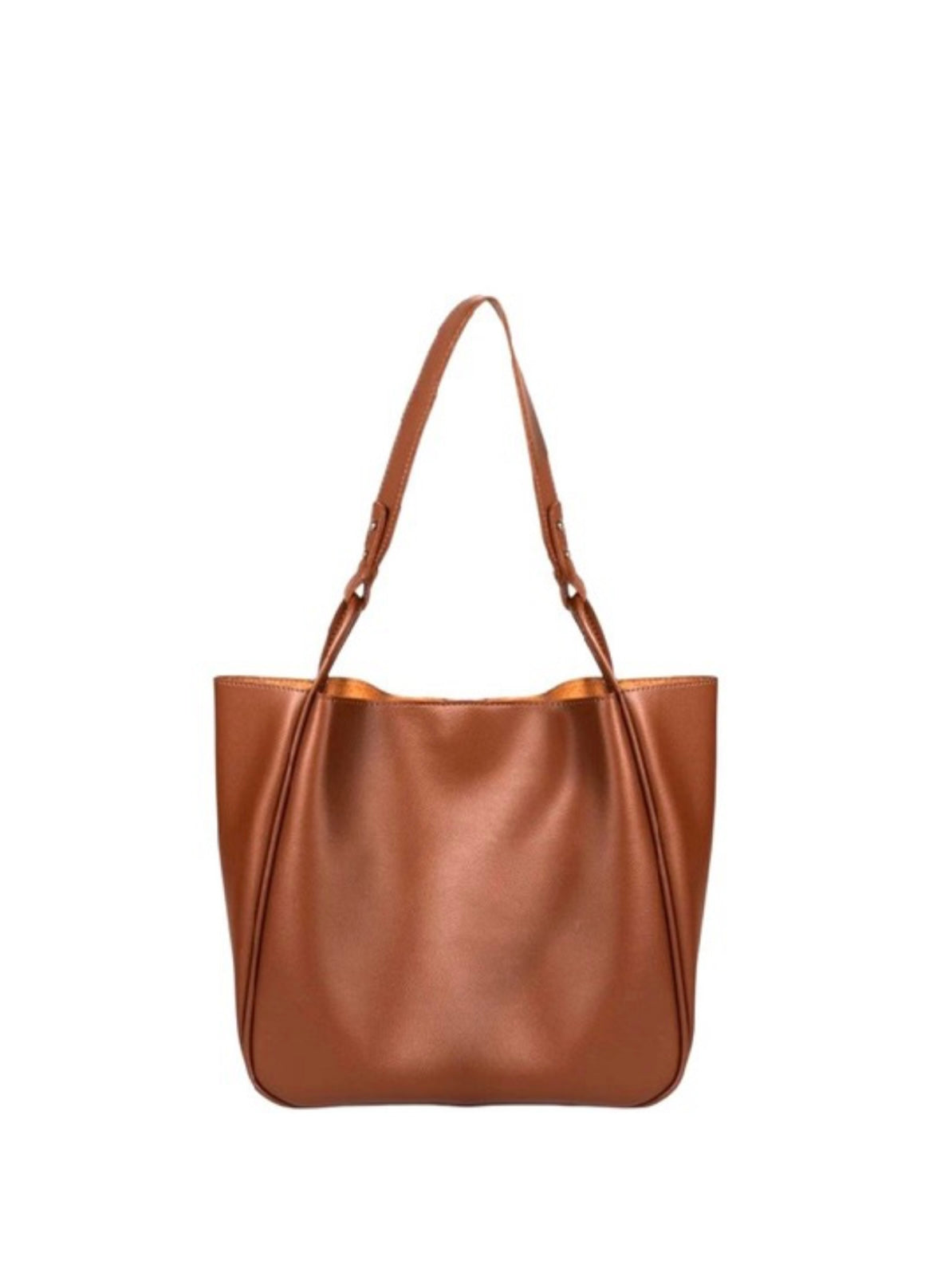 Camel Vegan Leather Pouch Bag