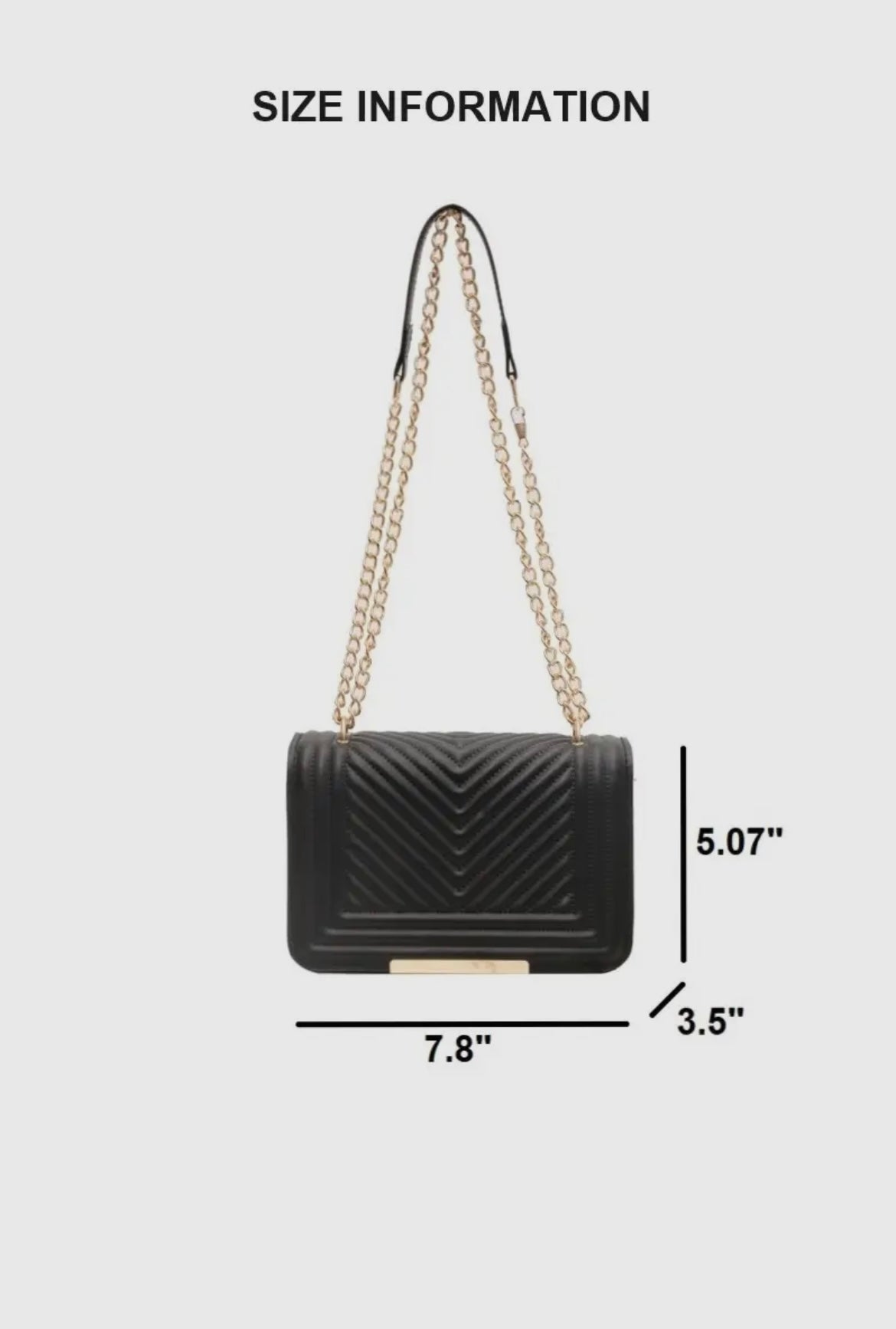 Black Chevron Crossbody Chain Bag