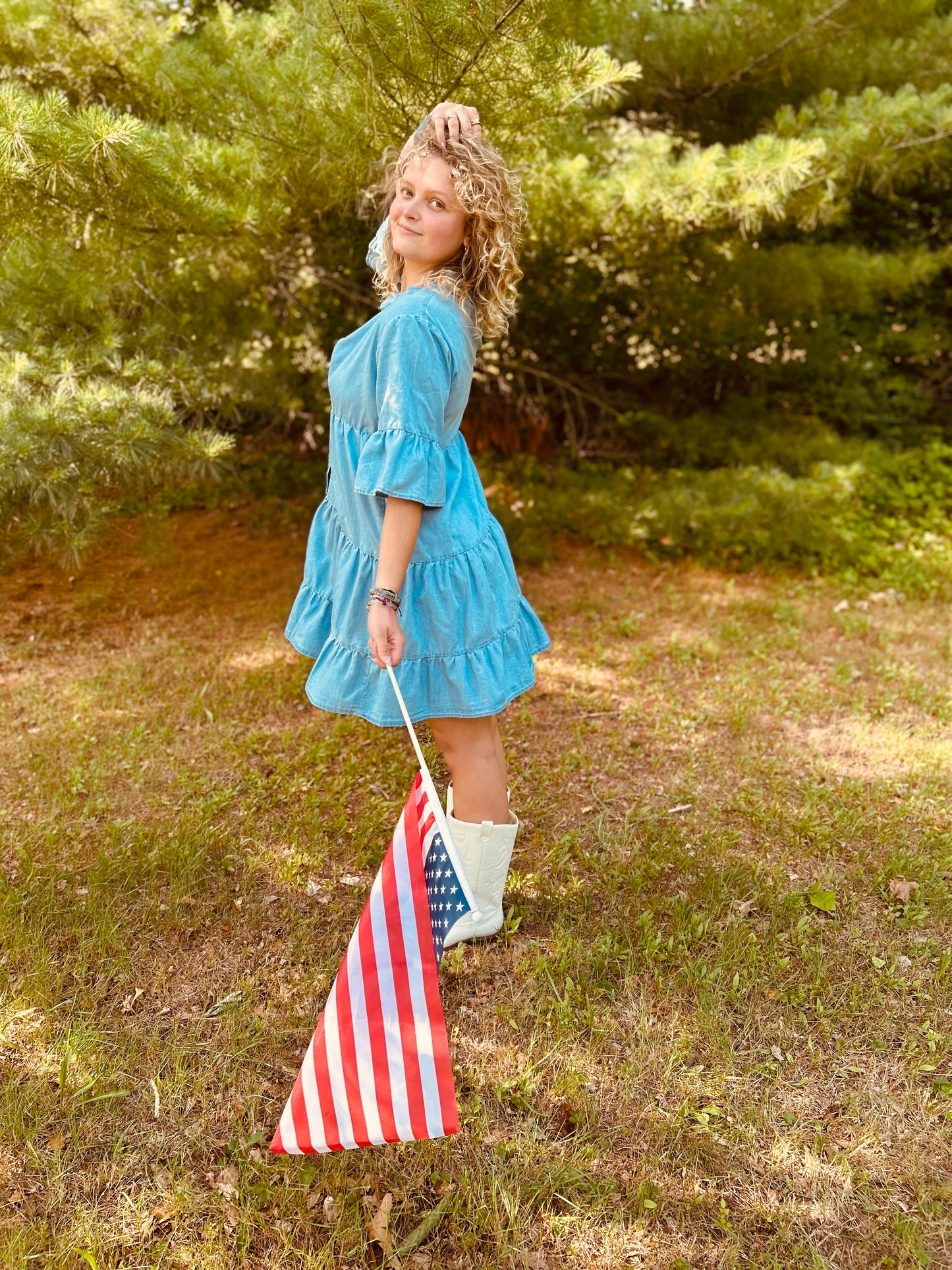 Dixie Half Sleeve Denim Dress