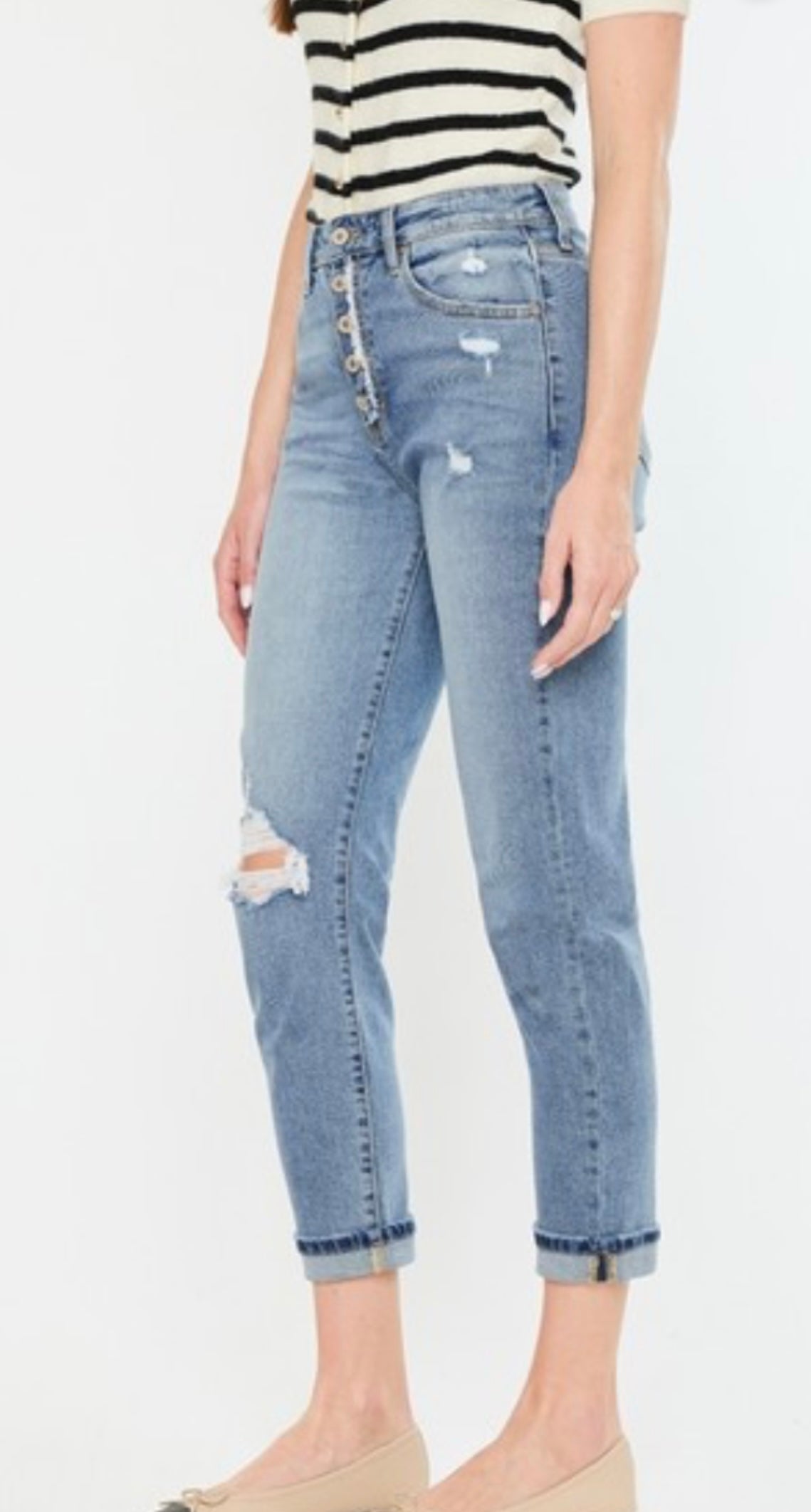 High Rise Cuffed Mom Jeans