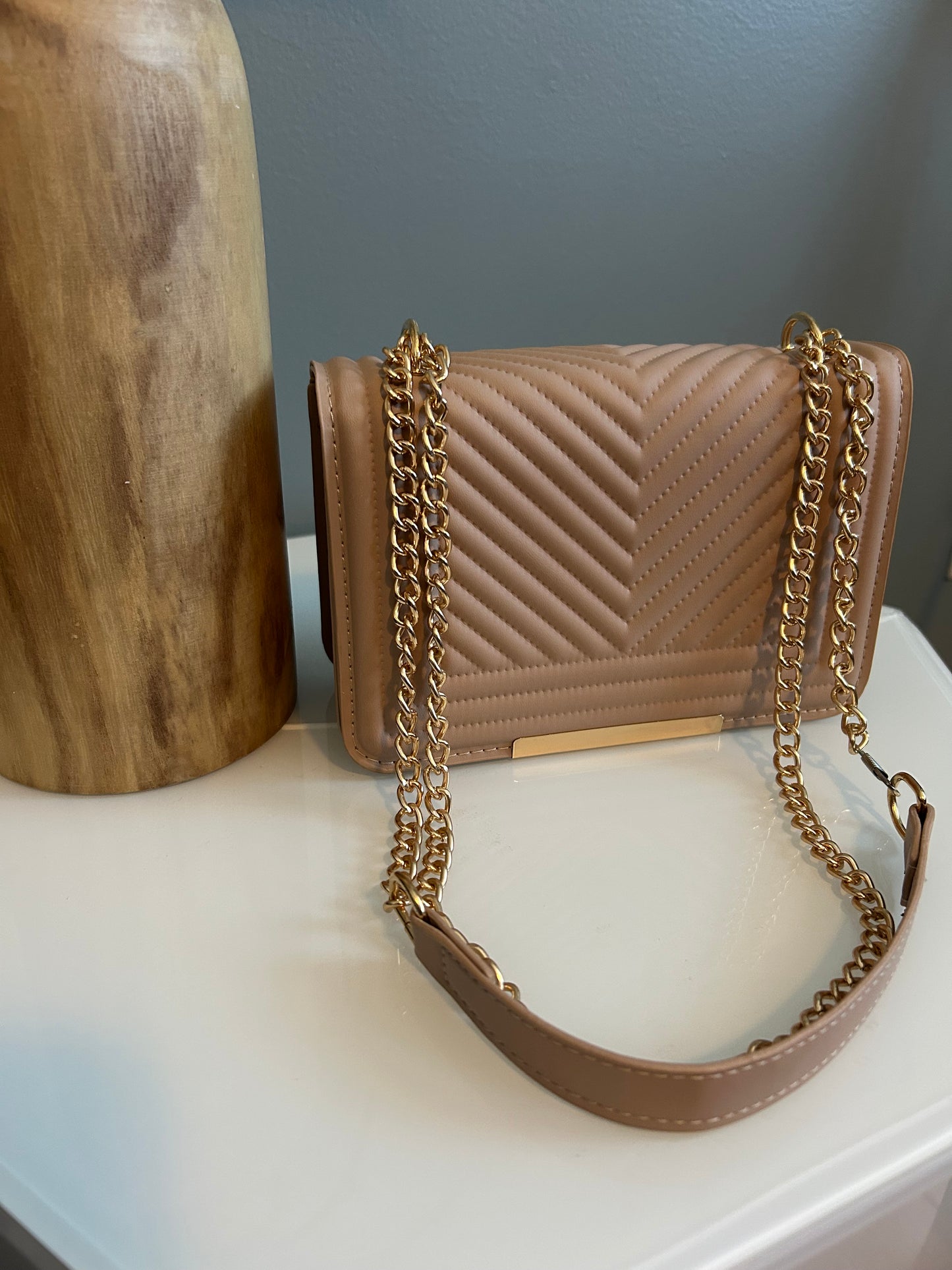 Ash Mocha Chevron Crossbody Bag