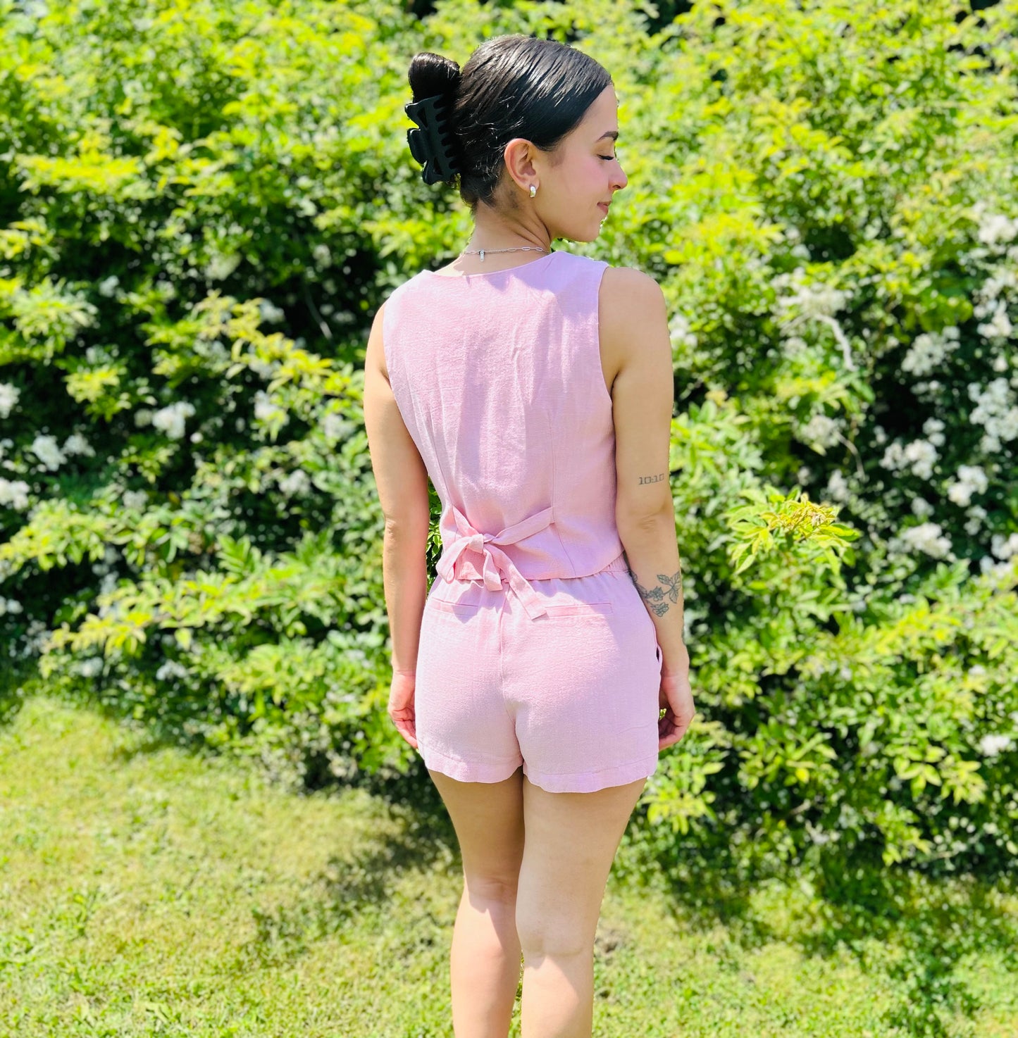 Lola Linen Vest And Shorts Set