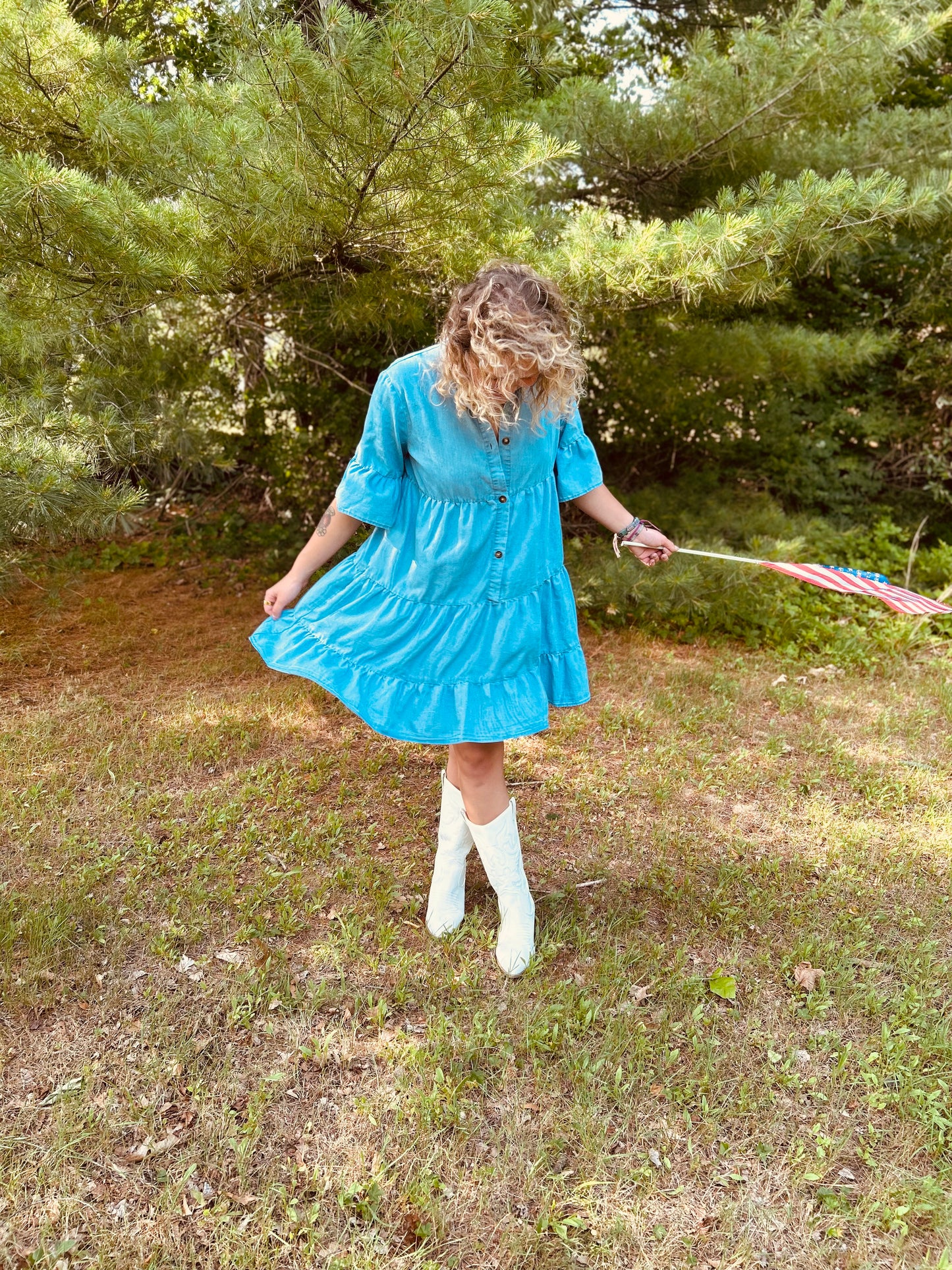 Dixie Half Sleeve Denim Dress