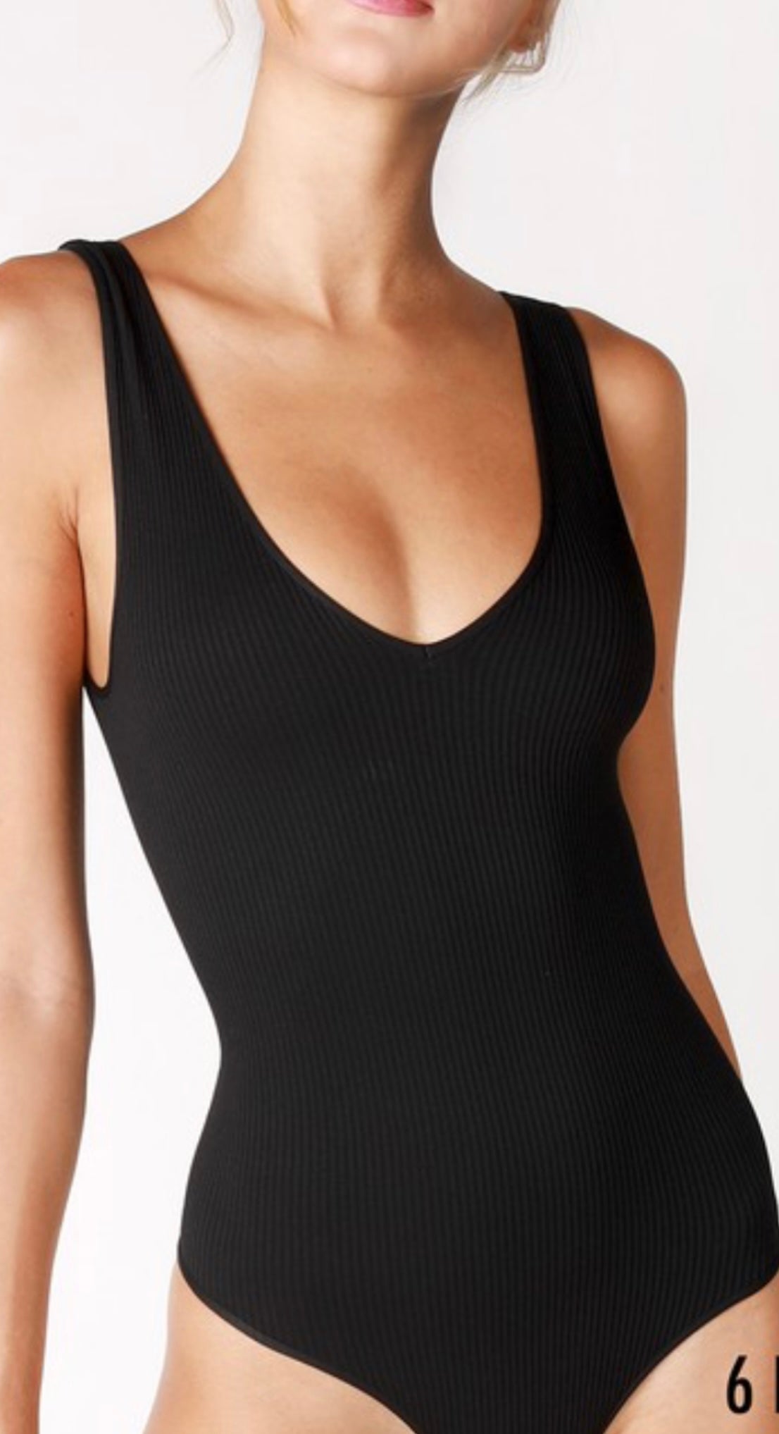 Black Ribbed Tank Bodysuit