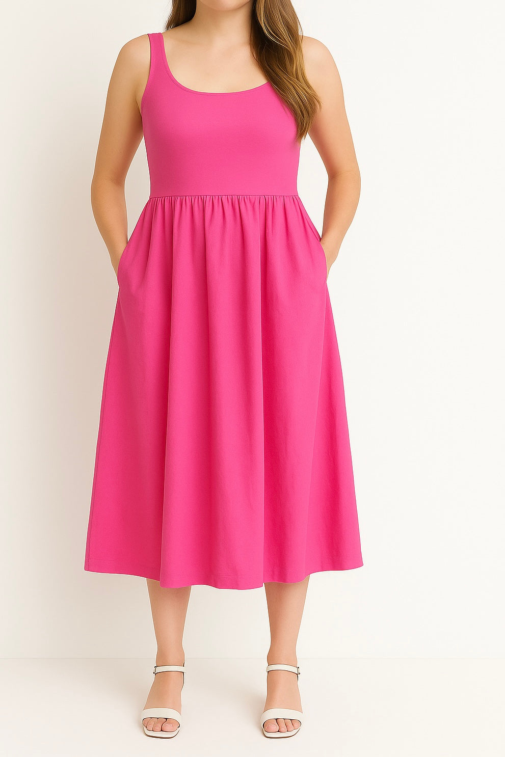 Mariah Pink Tank Midi Dress