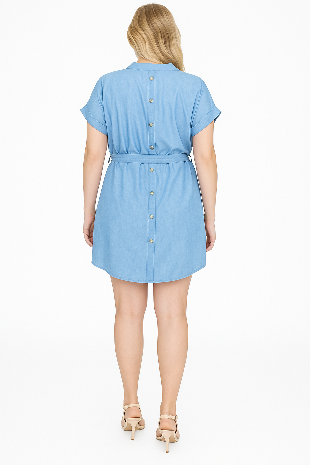 Laura Belted Chambray Shirt Dress