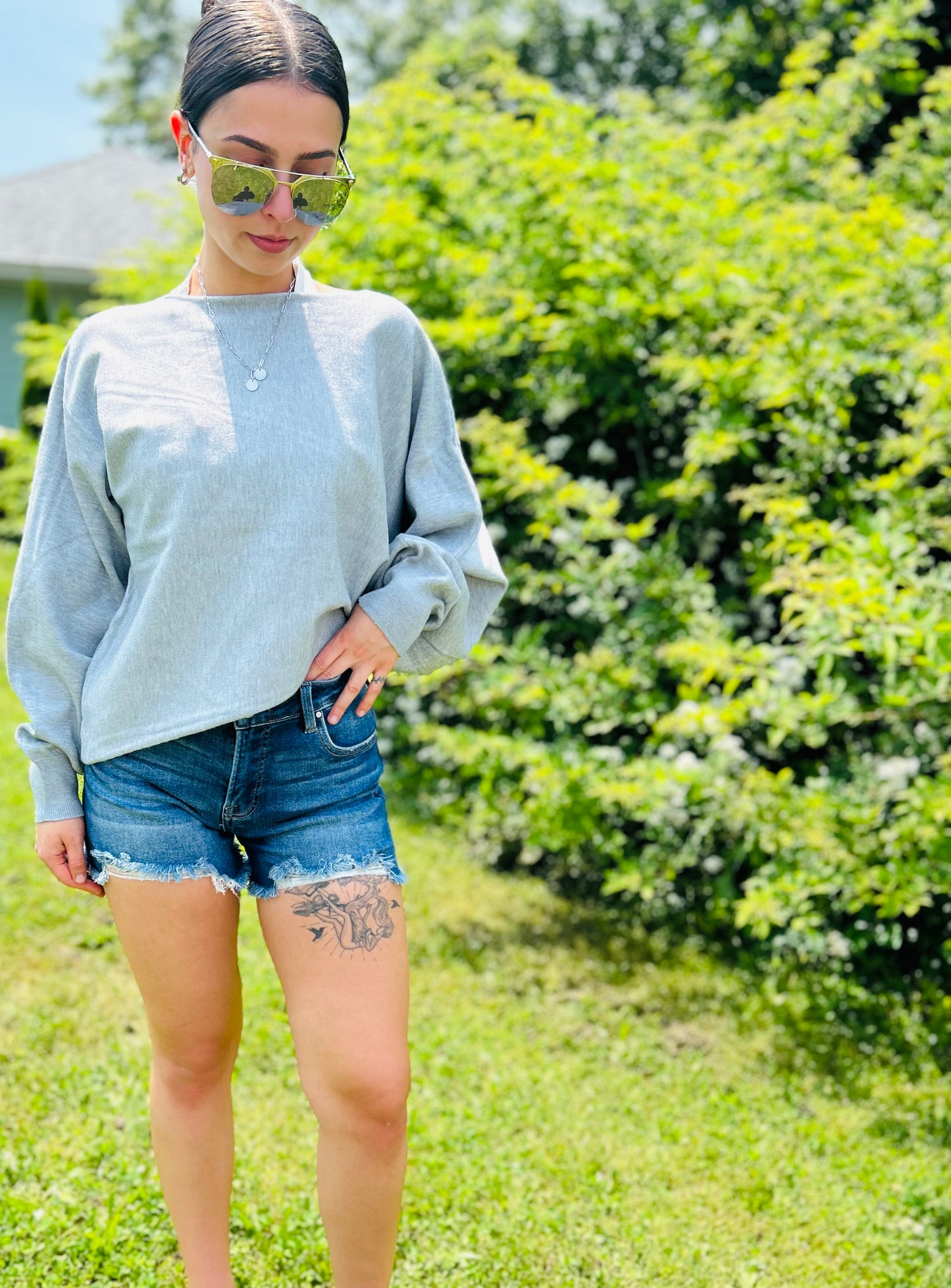 Viscose Asymmetrical Hem Sweatshirt