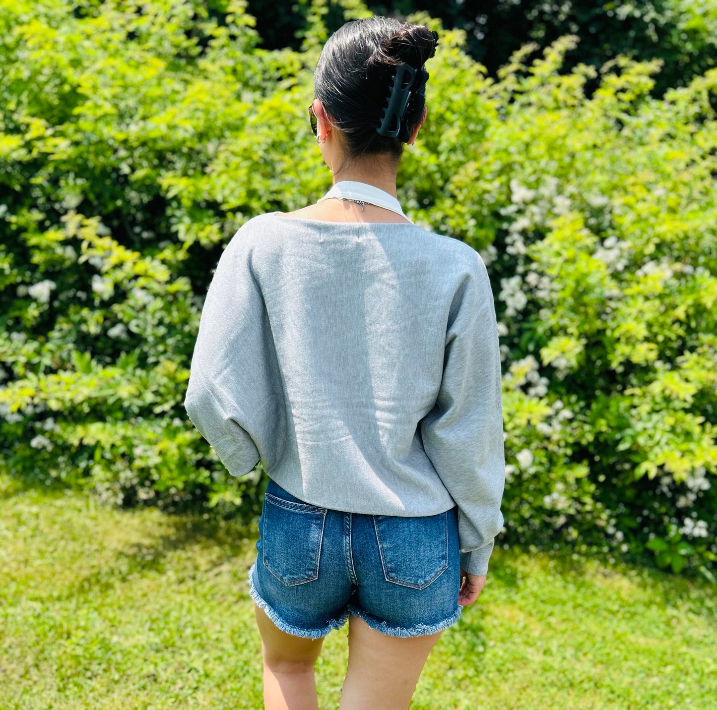 Viscose Asymmetrical Hem Sweatshirt