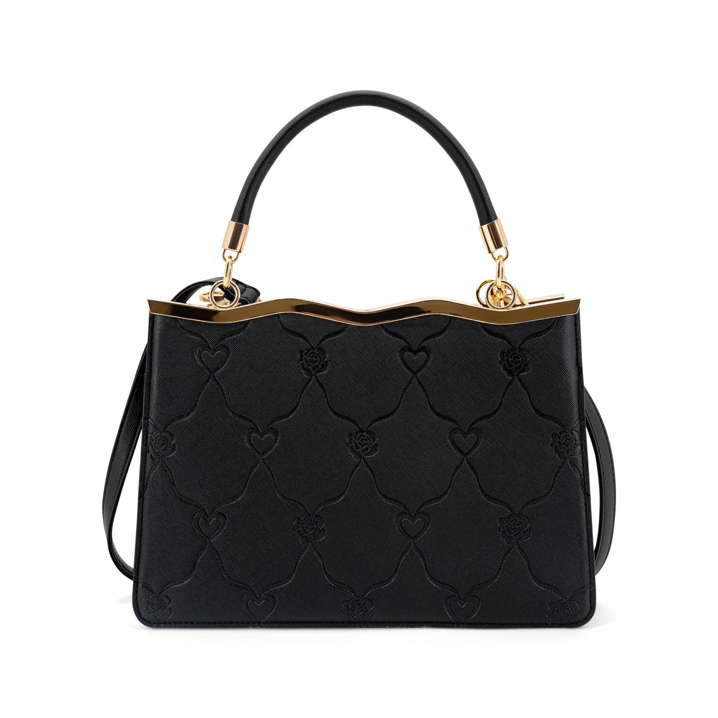 Black Embossed Heart Tote