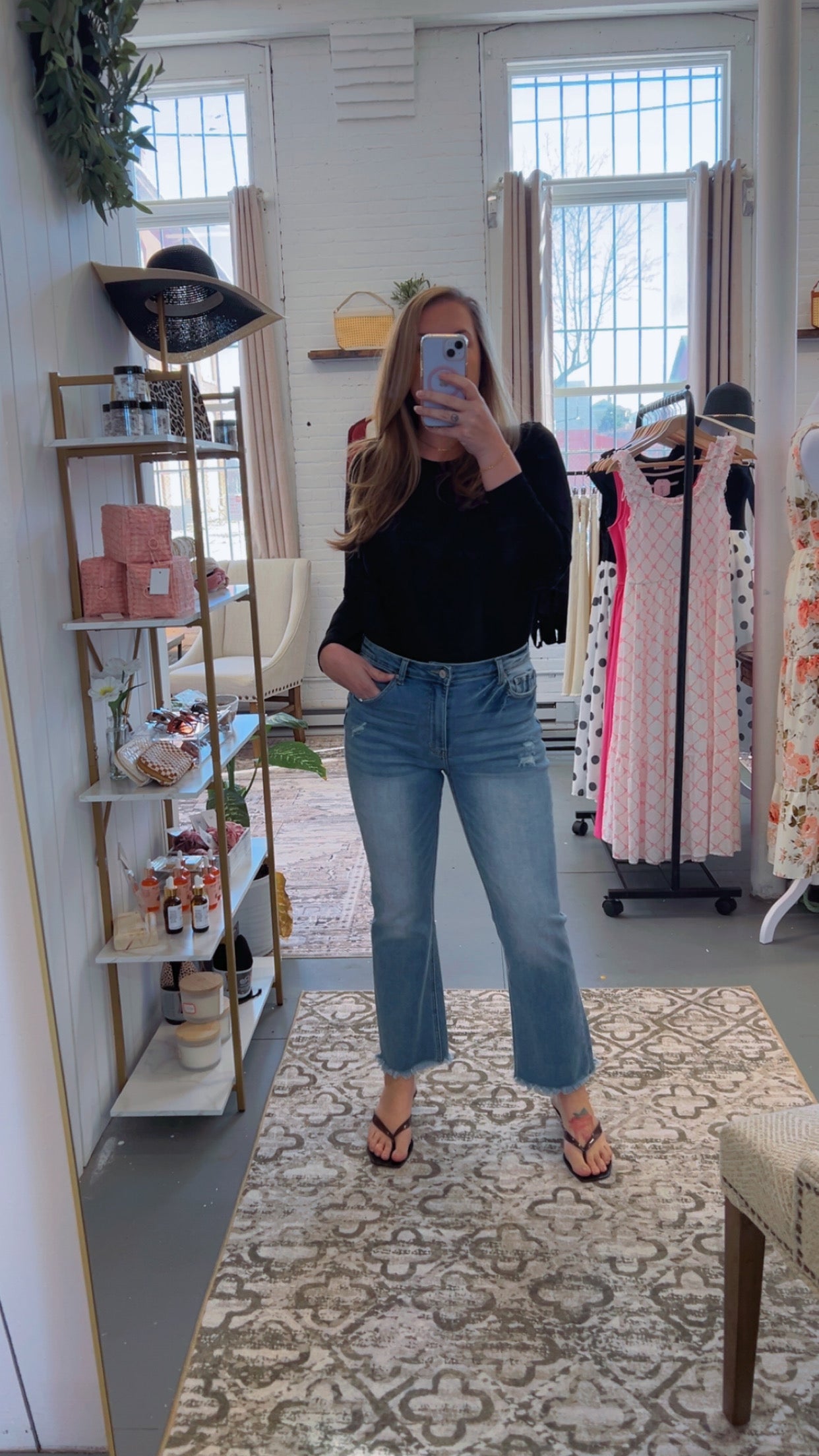 Straight High Rise Raw Hem Cropped Jeans
