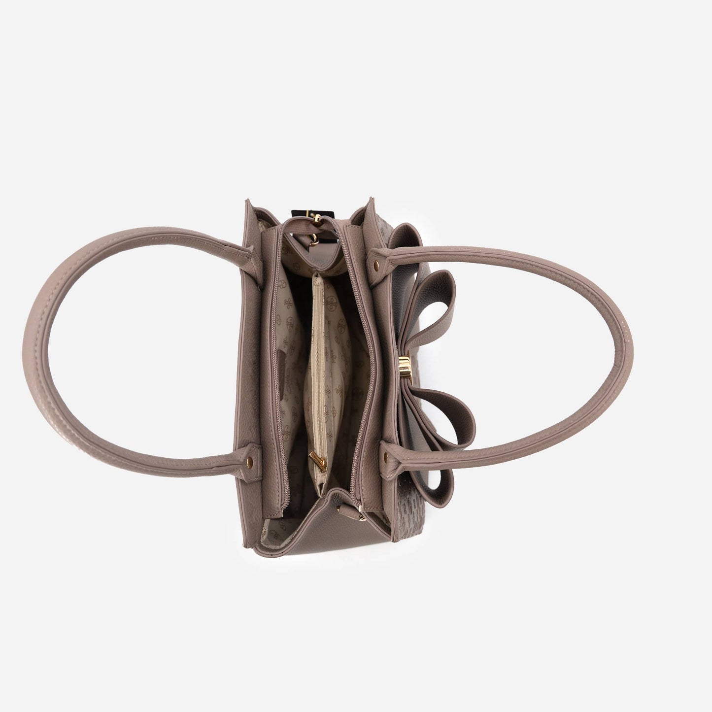 Taupe Cross Bow Satchel Handbag