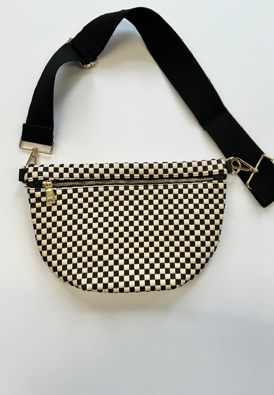 Checkered Woven Bum Bag