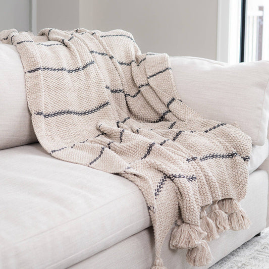 Pinstripe Cotton Throw Blanket