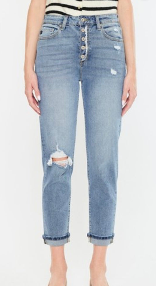 High Rise Cuffed Mom Jeans