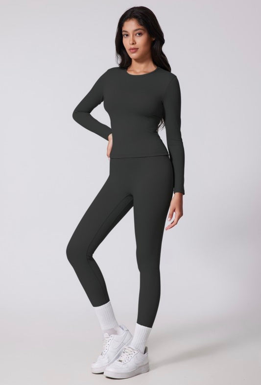 Black LS Top and Yoga Leggings Set