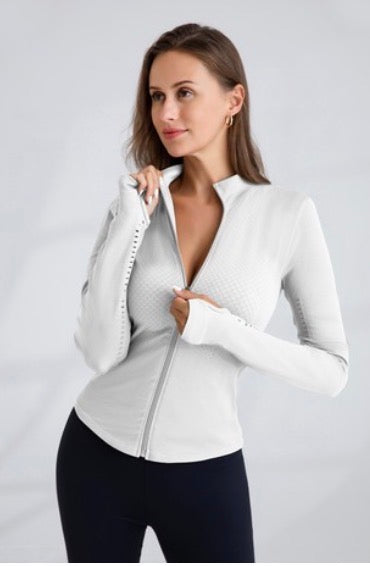 White Seamless Full Zip Active Jacket