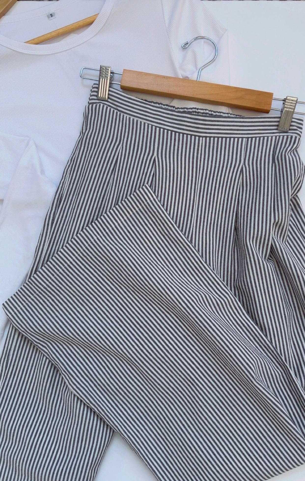 Striped High Waist Pleated Wide Leg Pant