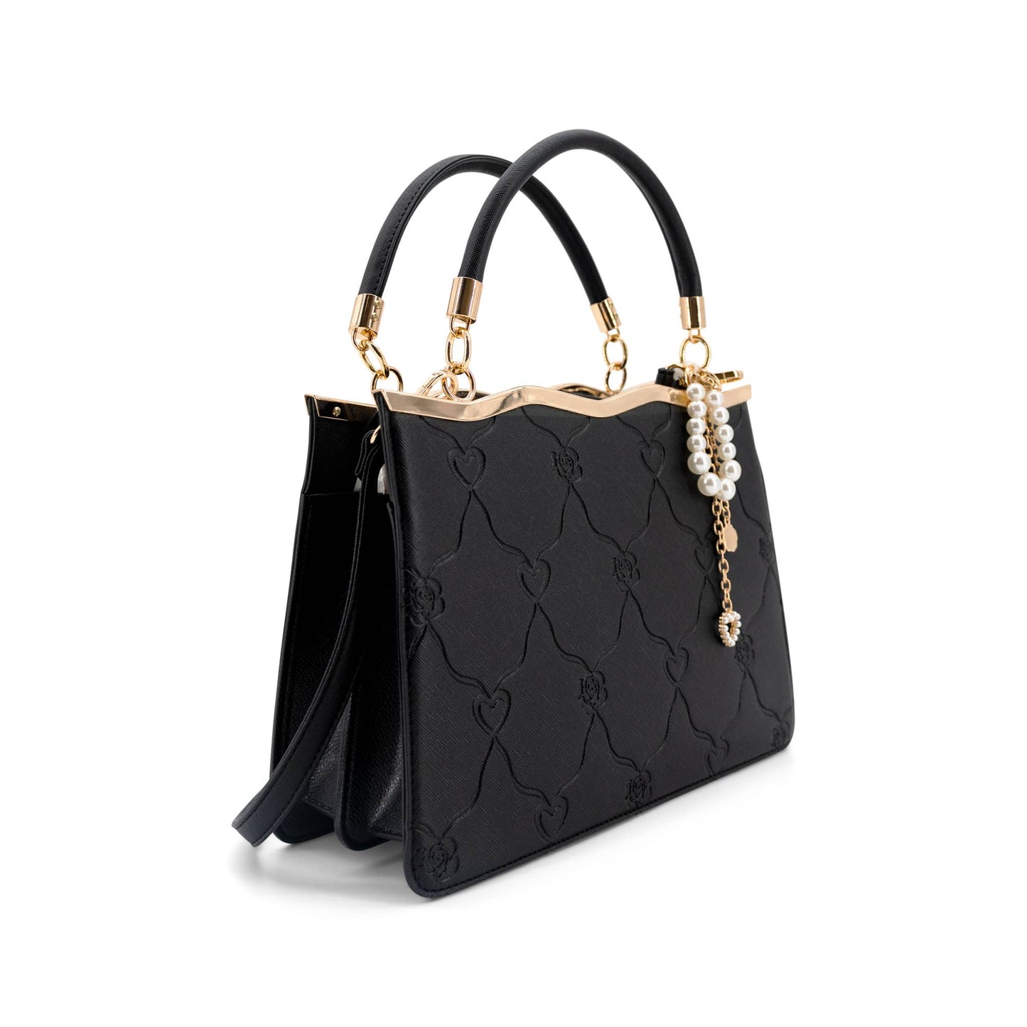 Black Embossed Heart Tote