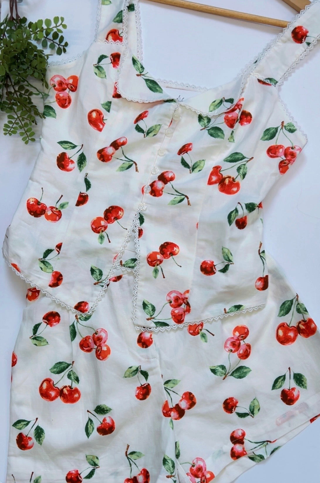 Cherry Button Down Top