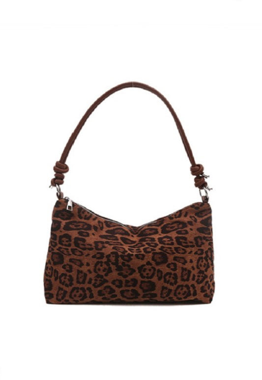 Vintage Leopard Faux Suede Baguette