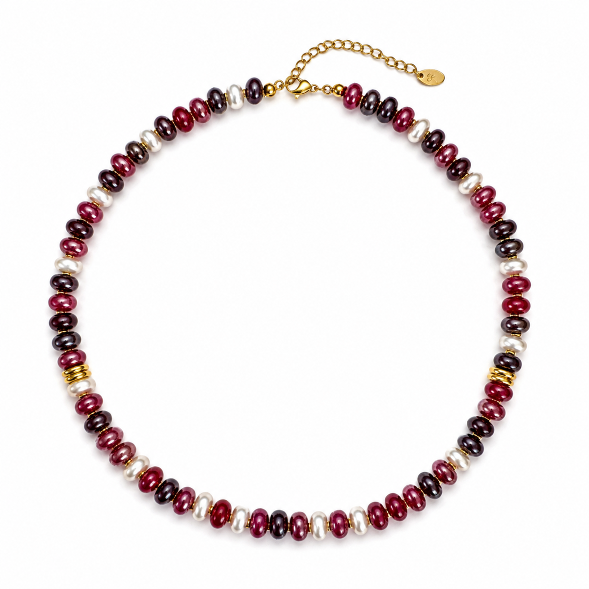 Bordeaux Pearl Natural Stone Bead Necklace