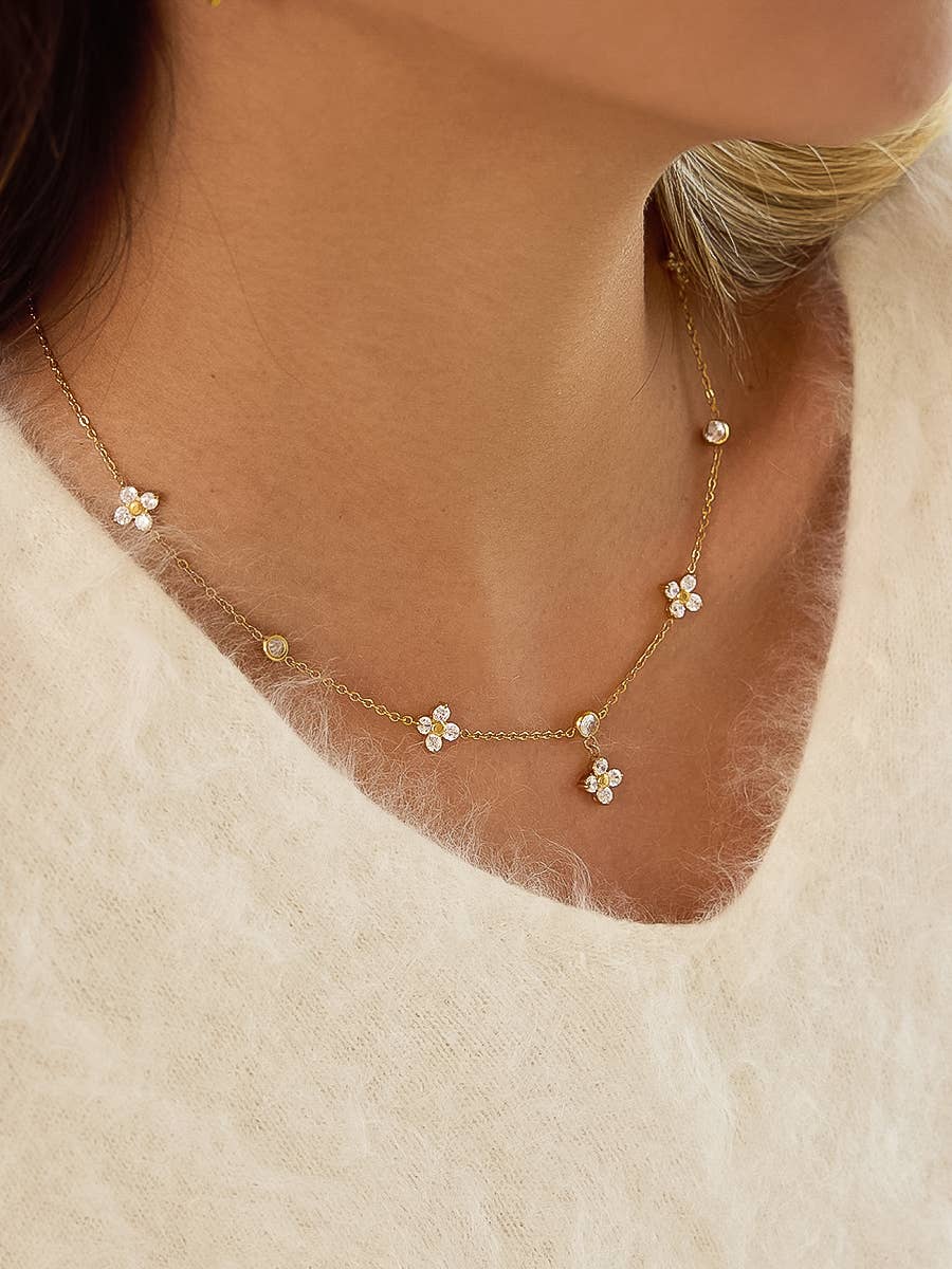 Gold Floral Chain Necklace