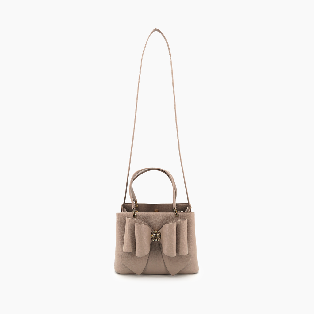 Beige Bow Crossbody Handbag