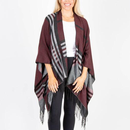Oversized Reversible Plaid Shawl