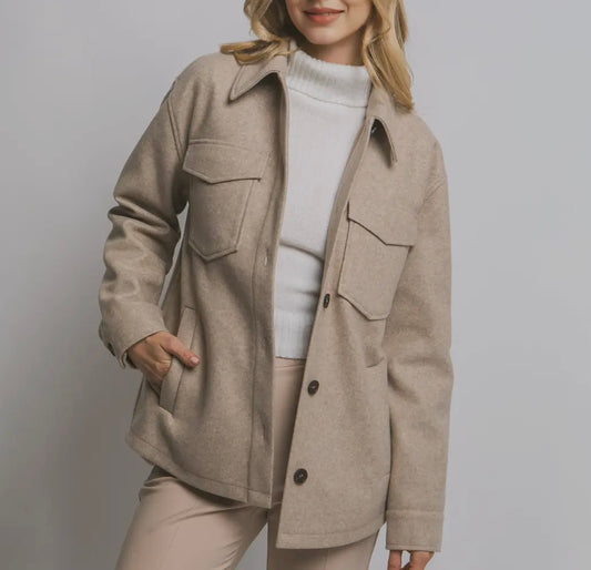 Oatmeal Jacquard Fleece Jacket