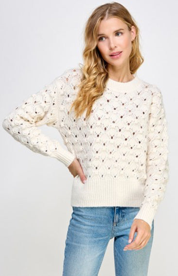Cream Pointelle Sweater