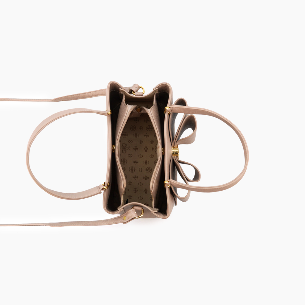 Beige Bow Crossbody Handbag