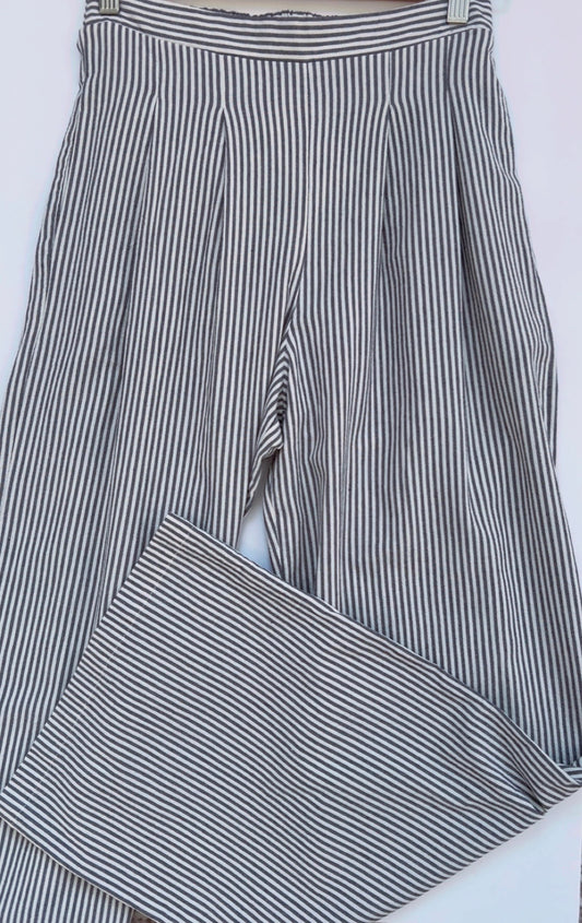 Striped High Waist Pleated Wide Leg Pant