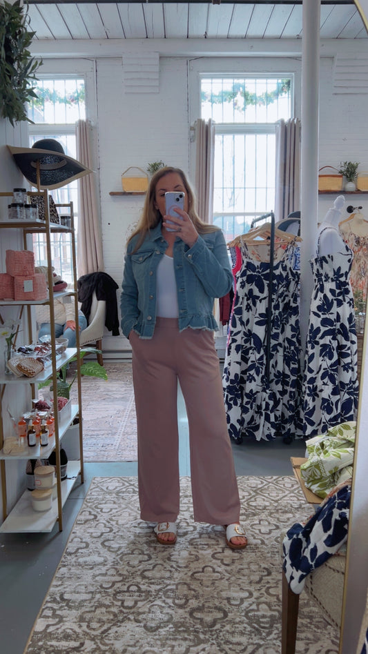 Dusty Rose Micro Waffle Trouser