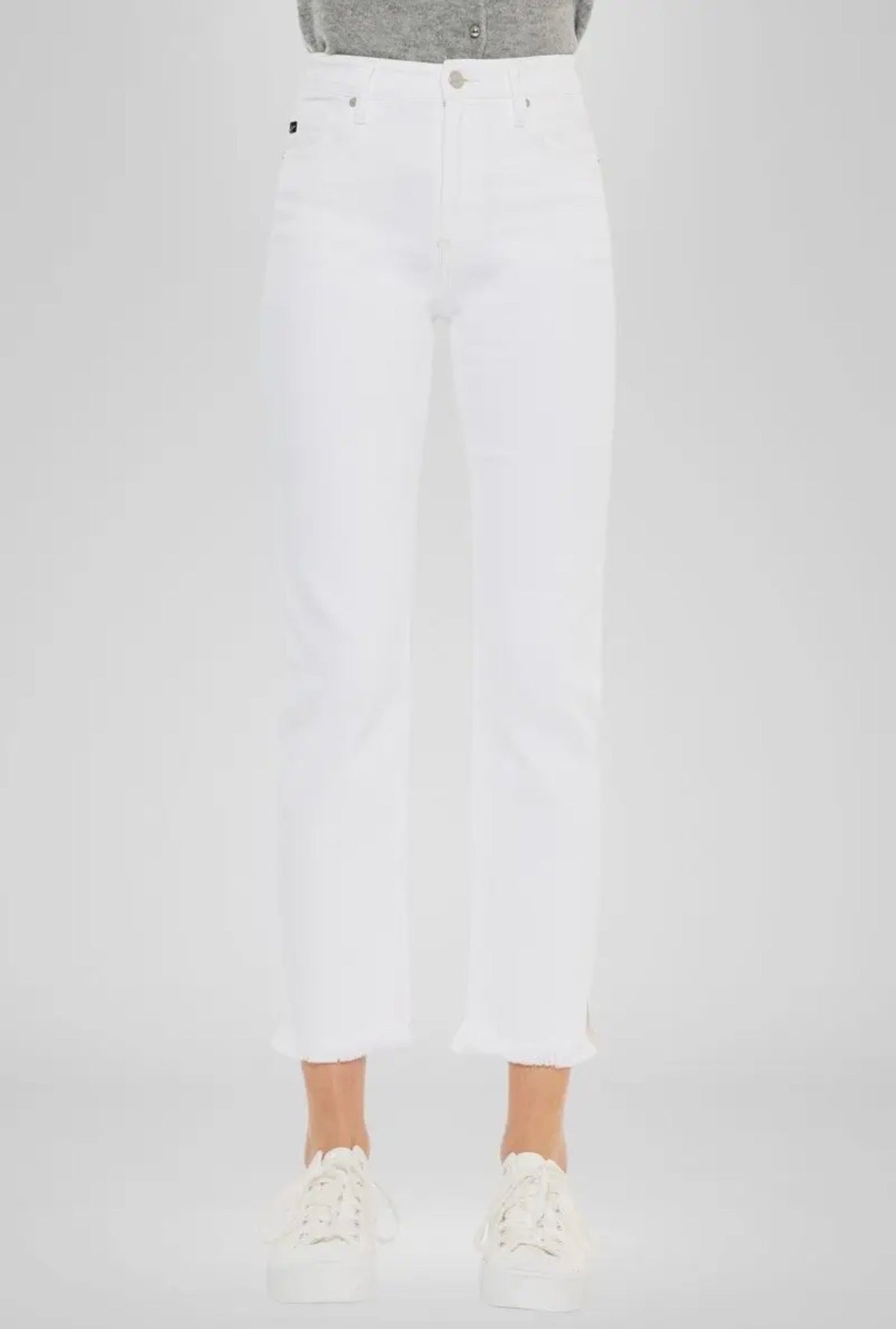 White High Rise Slim Straight Jeans