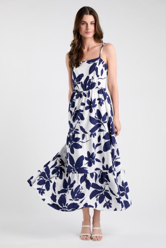 Navy Floral Resort Midi Dress