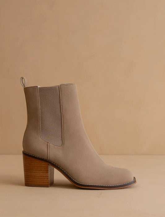 Cedar Wood Block Heel Bootie
