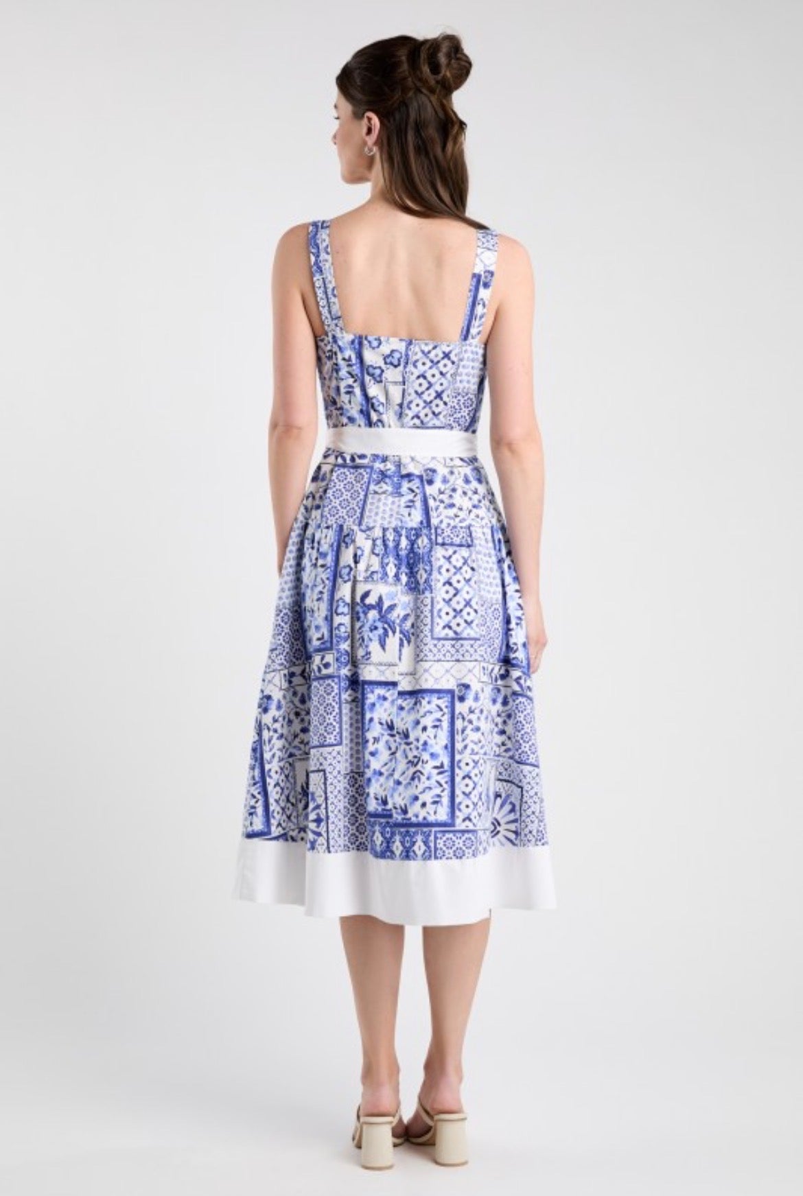 Blue Tile Print Resort Dress