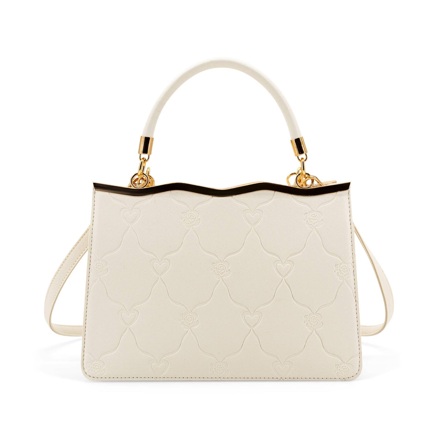White Embossed Heart Tote