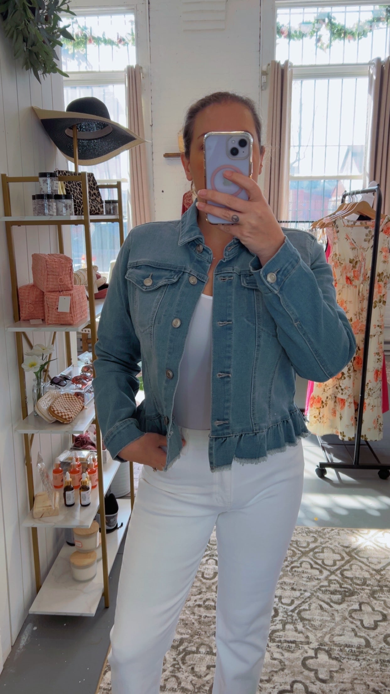 Peplum Hem Denim Jacket