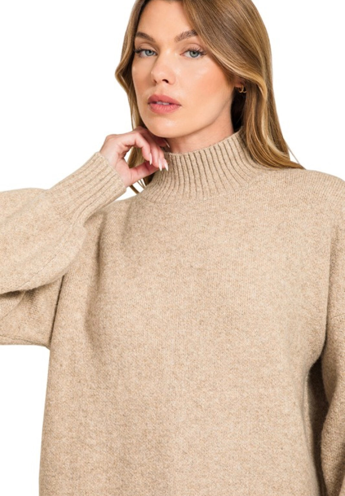 Heather Mocha Mock Neck Sweater