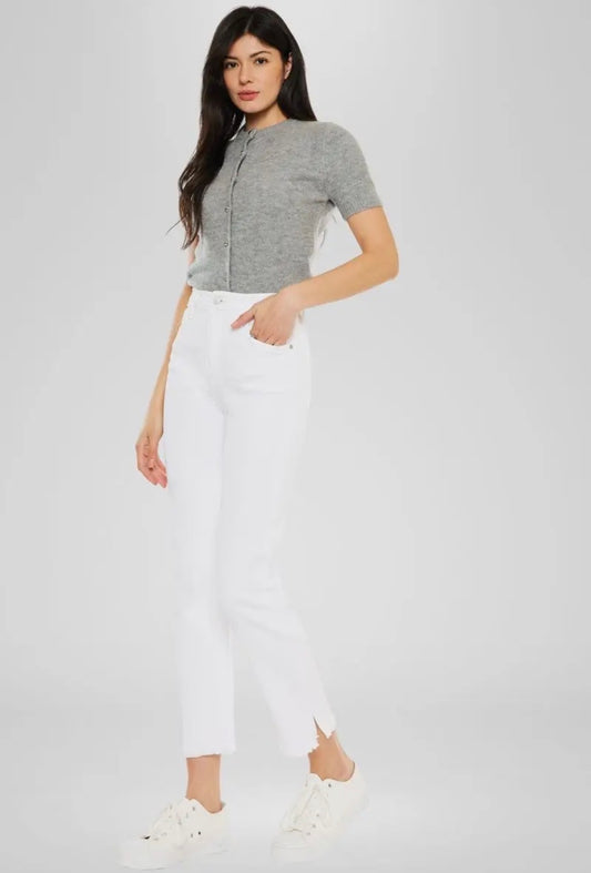 White High Rise Slim Straight Jeans