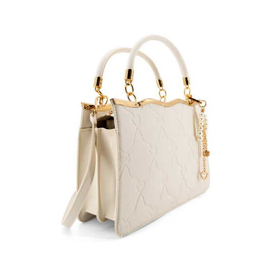 White Embossed Heart Tote
