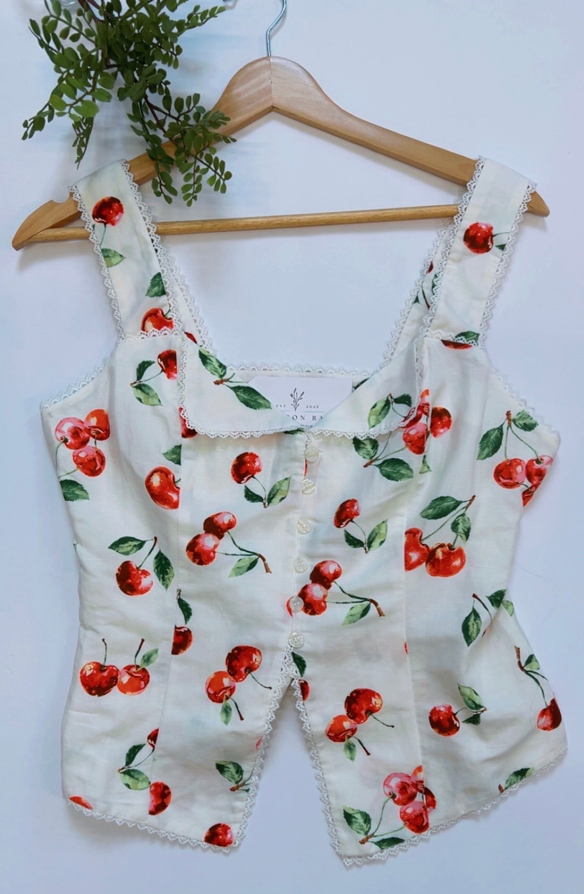 Cherry Button Down Top