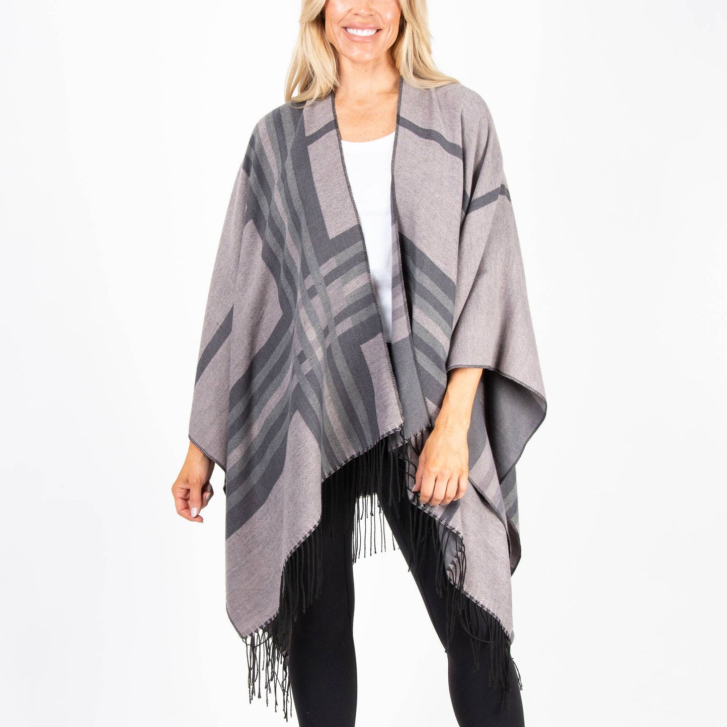 Oversized Reversible Plaid Shawl